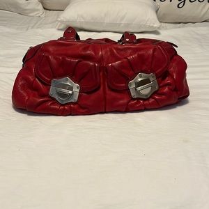 B.Makowsky red genuine soft leather satchel bag.